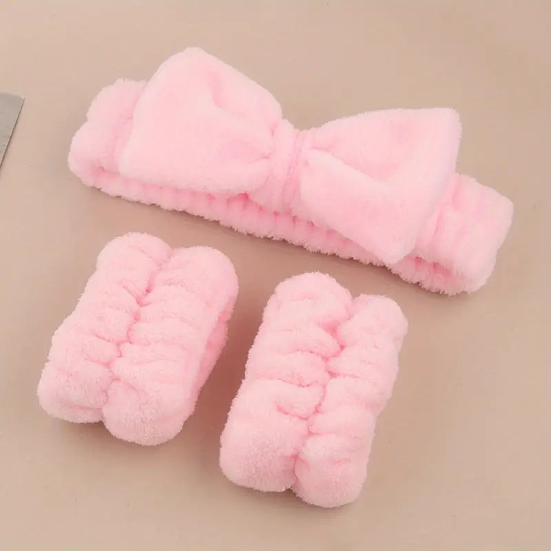 Soft Plush Bowknot Hairband & Arm Cuffs