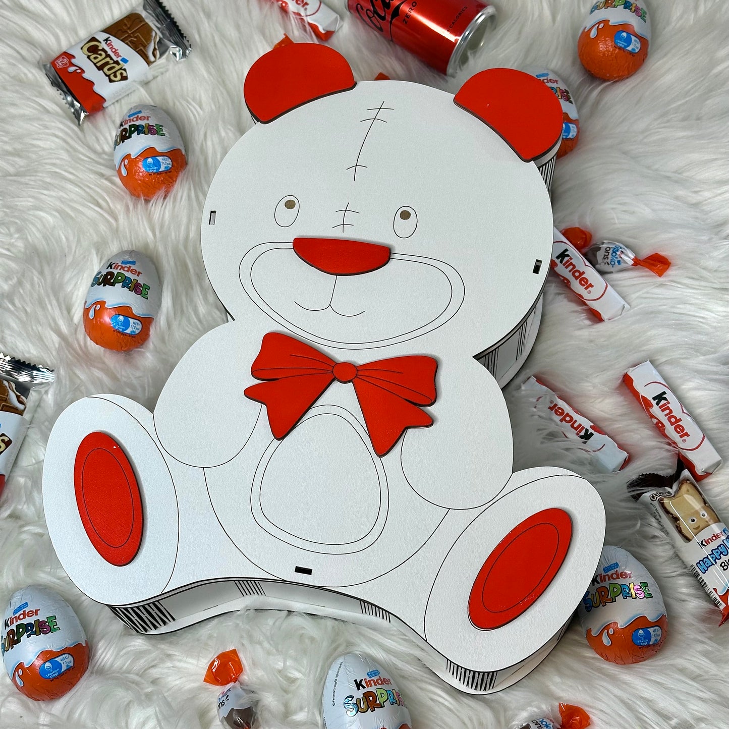 Teddy Bear Shaped Wooden Gift Box with Soap Roses 34 cm