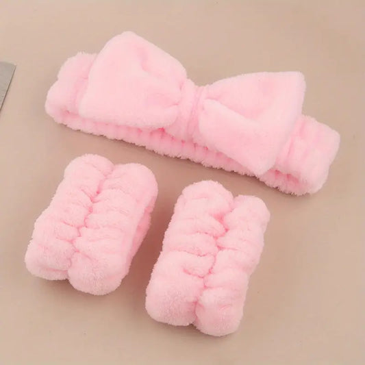 Soft Plush Bowknot Hairband & Arm Cuffs