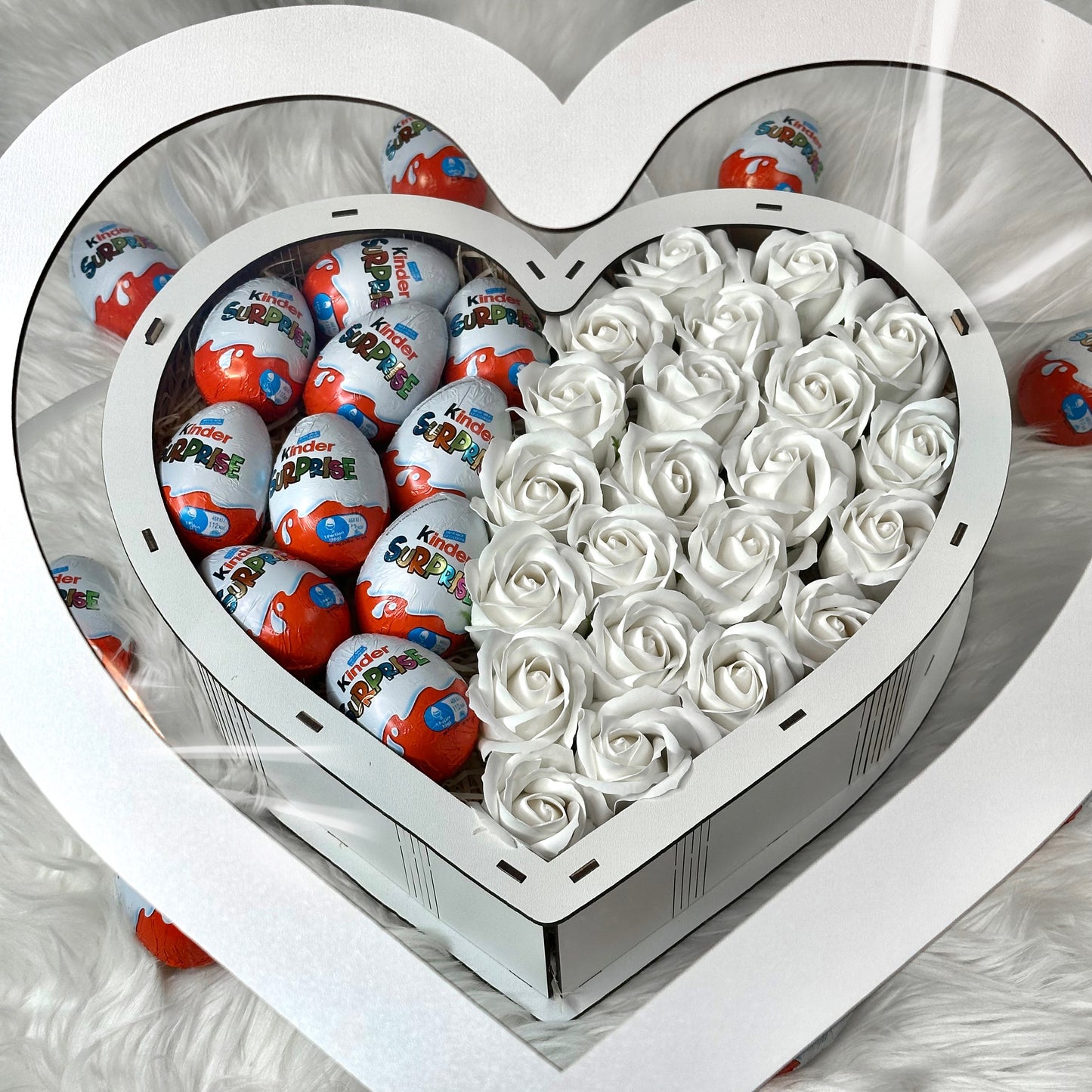 White wooden heart box 34 cm