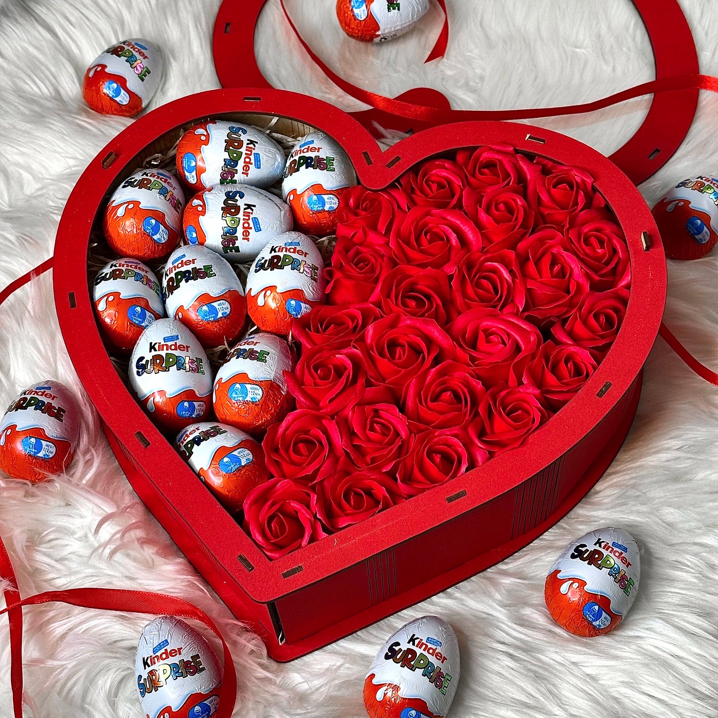 Red heart-shaped box 34 cm